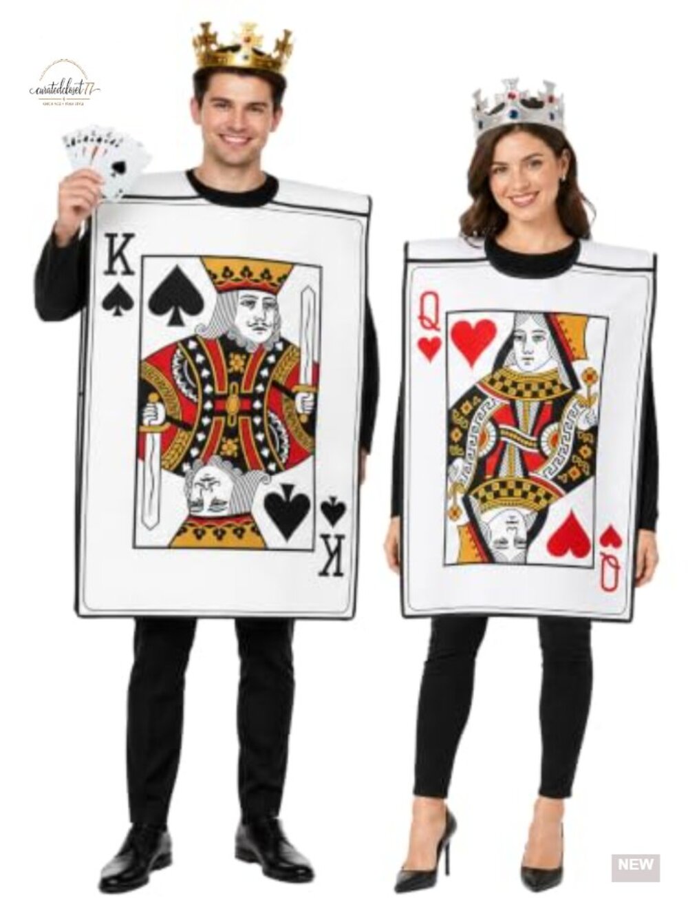 King & Queen Playing Card Costume Set Foam Tunics with Crowns One Size